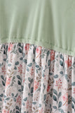Sage floral print velvet ruffle mom dress Aaria Tees