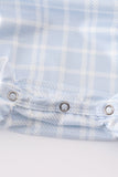 Teal thanksgiving turkey french knot plaid girl bubble Aaria Tees