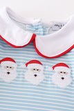 Blue stripe santa claus embroider boy romper - Aaria Tees Aaria Tees