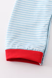 Blue stripe santa claus embroider boy romper - Aaria Tees Aaria Tees