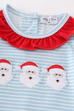 Blue stripe santa claus embroider girl bubble - Aaria Tees Aaria Tees