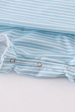 Blue stripe santa claus embroider girl bubble - Aaria Tees Aaria Tees