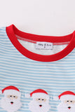 Blue stripe santa claus embroide boy set - Aaria Tees Aaria Tees