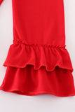 Blue stripe santa claus embroide girl set - Aaria Tees Aaria Tees