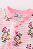 Pink stripe cindy lou who print  Zipper girl romepr Aaria Tees