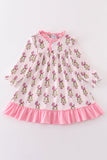 Pink stripe cindy lou who print girl dress Aaria Tees