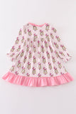 Pink stripe cindy lou who print girl dress Aaria Tees