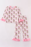 Pink stripe cindy lou who print girl pajamas Aaria Tees