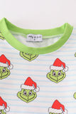 Green striped grinch print boy pajamas Aaria Tees