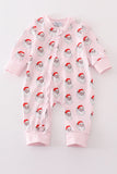 Pink santa print Zipper girl romper - Aaria Tees Aaria Tees