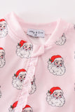 Pink santa print Zipper girl romper - Aaria Tees Aaria Tees