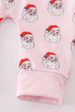 Pink santa print Zipper girl romper - Aaria Tees Aaria Tees