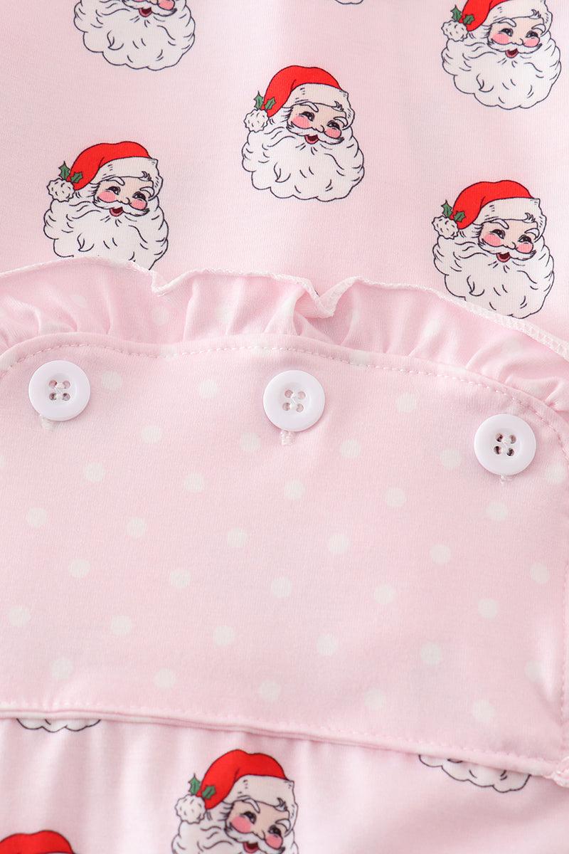Pink santa print Zipper girl romper - Aaria Tees Aaria Tees