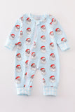 Blue Santa print Zipper girl romper - Aaria Tees Aaria Tees