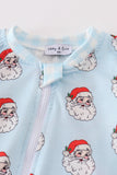 Blue Santa print Zipper girl romper - Aaria Tees Aaria Tees