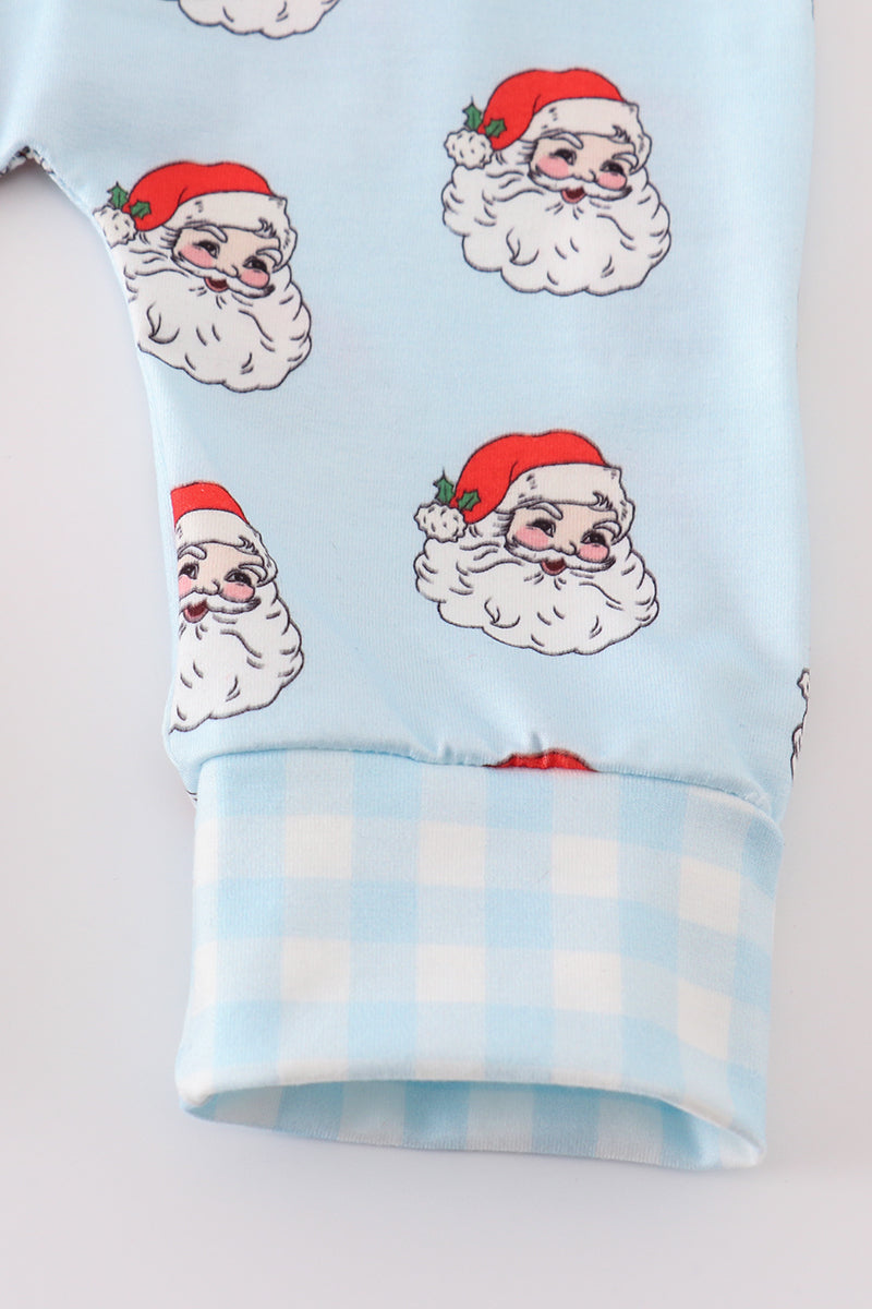 Blue Santa print Zipper girl romper - Aaria Tees Aaria Tees
