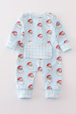 Blue Santa print Zipper girl romper - Aaria Tees Aaria Tees