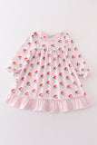 Pink santa print girl dress - Aaria Tees Aaria Tees