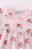 Pink santa print girl dress - Aaria Tees Aaria Tees