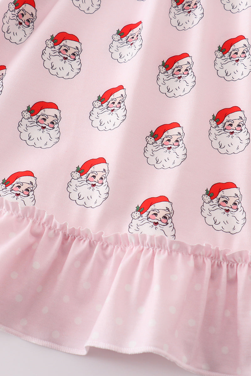 Pink santa print girl dress - Aaria Tees Aaria Tees