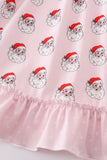 Pink santa print girl dress - Aaria Tees Aaria Tees