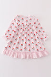 Pink santa print girl dress - Aaria Tees Aaria Tees