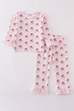 Pink santa print girl pajamas - Aaria Tees Aaria Tees
