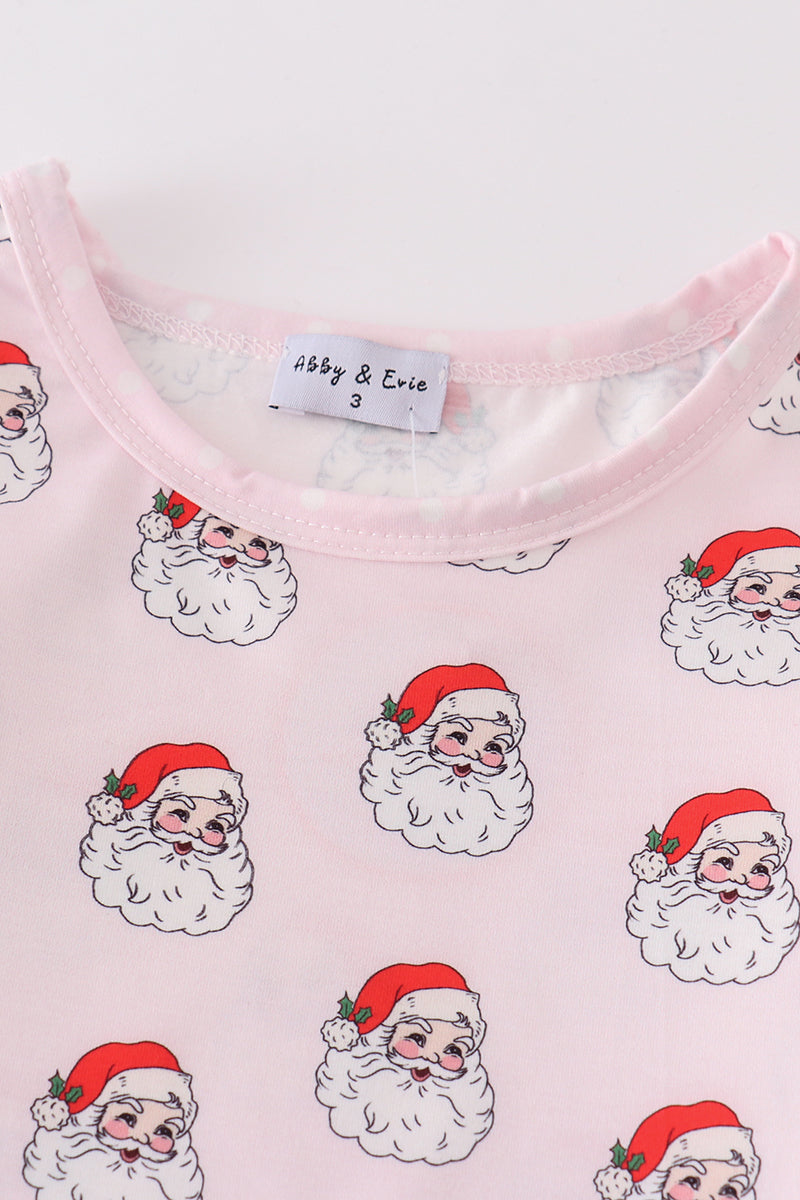 Pink santa print girl pajamas - Aaria Tees Aaria Tees