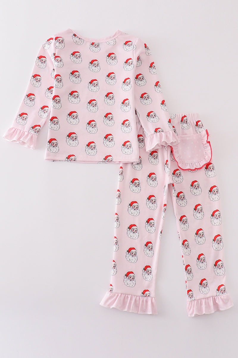 Pink santa print girl pajamas - Aaria Tees Aaria Tees