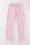 Pink santa print mom pajama pants - Aaria Tees Aaria Tees