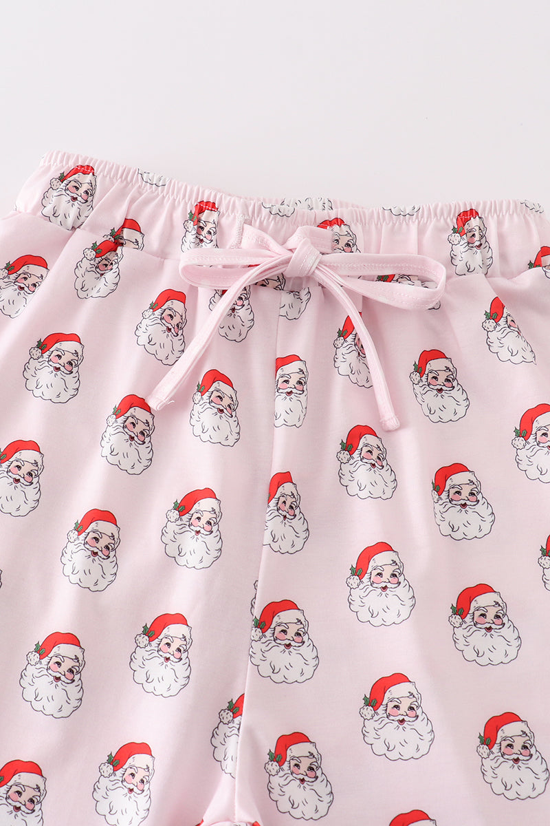 Pink santa print mom pajama pants - Aaria Tees Aaria Tees