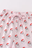 Pink santa print mom pajama pants - Aaria Tees Aaria Tees