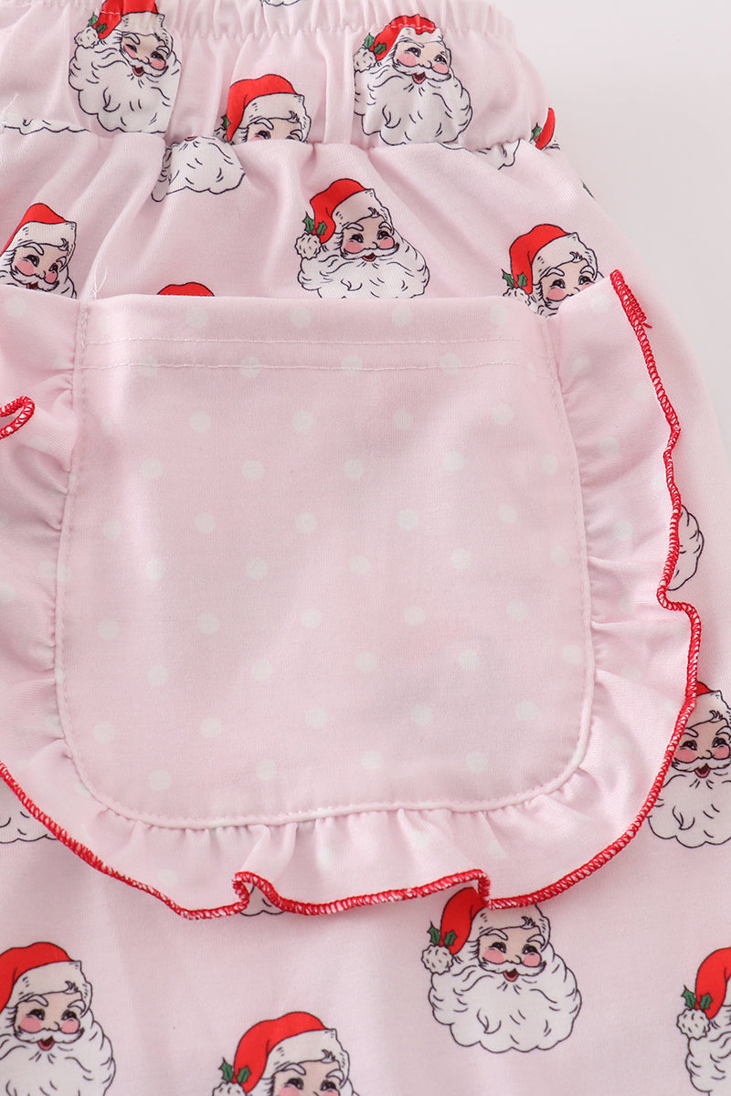Pink santa print mom pajama pants - Aaria Tees Aaria Tees