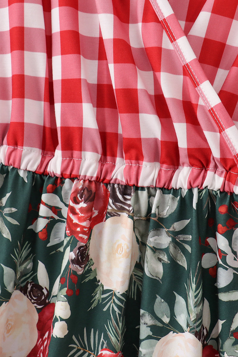 Red floral gingham mom&me dress - Aaria Tees Aaria Tees