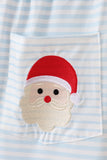 Blue stripe christmas santa claus embroidery men pajamas pants - Aaria Tees Aaria Tees