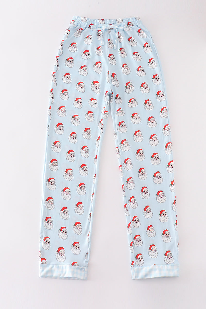 Blue santa print dad pajama pants - Aaria Tees