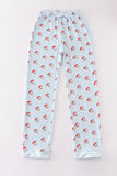 Blue santa print dad pajama pants - Aaria Tees Aaria Tees