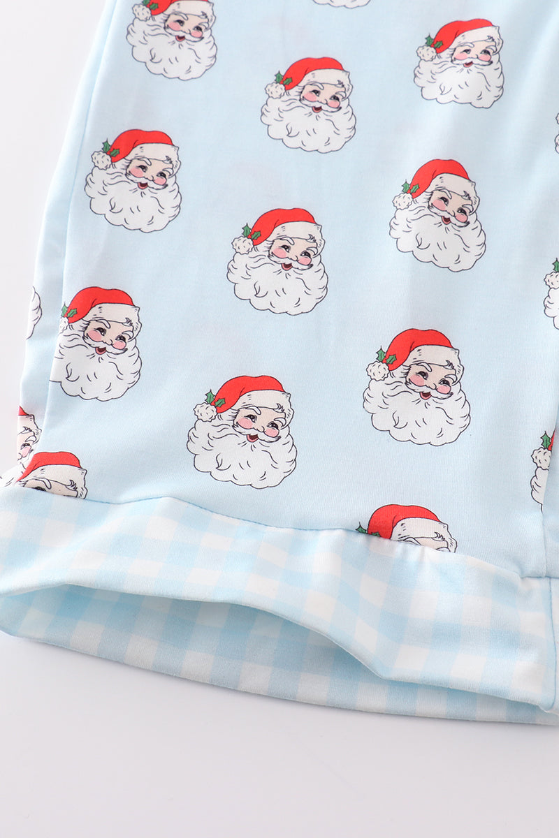 Blue santa print dad pajama pants - Aaria Tees Aaria Tees