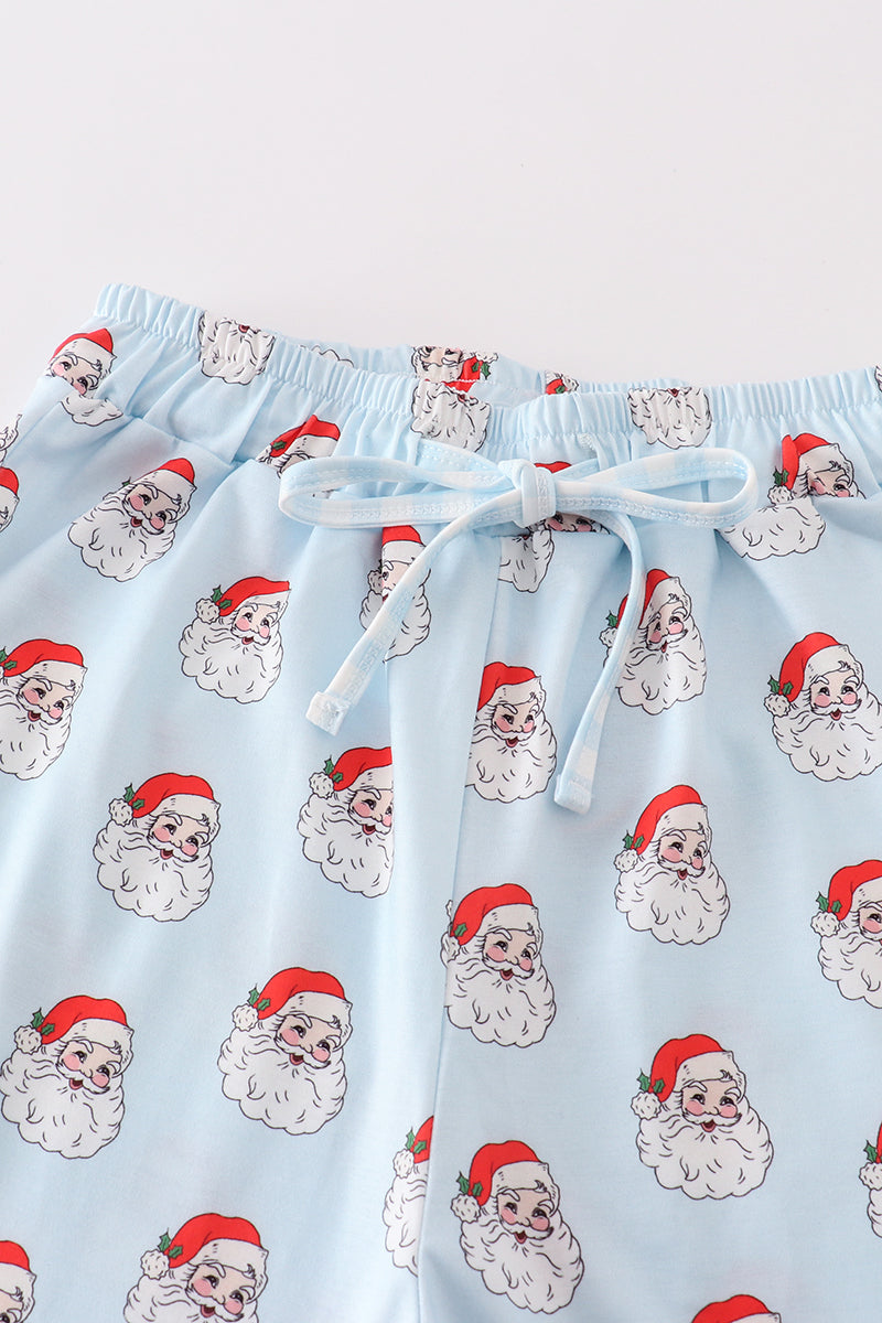 Blue santa print dad pajama pants - Aaria Tees Aaria Tees