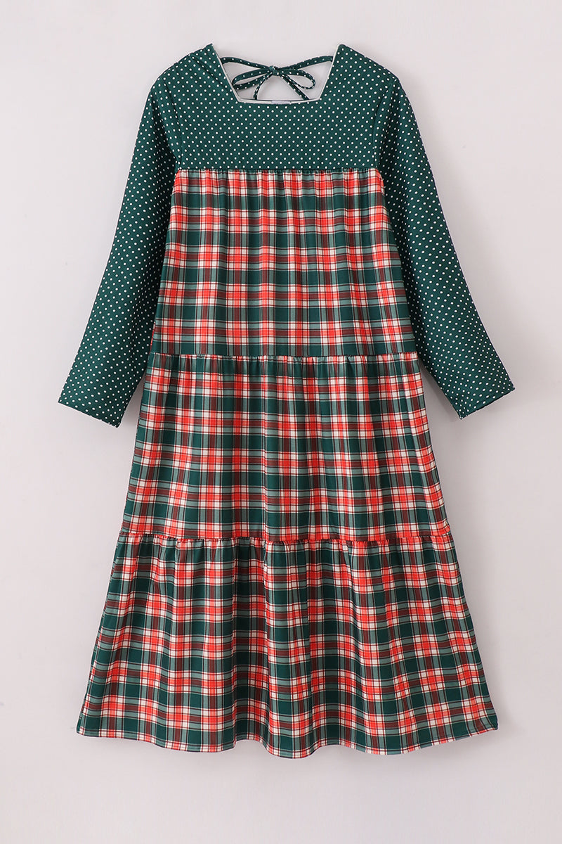 Forest merry christmas plaid mom&me dress - Aaria Tees Aaria Tees