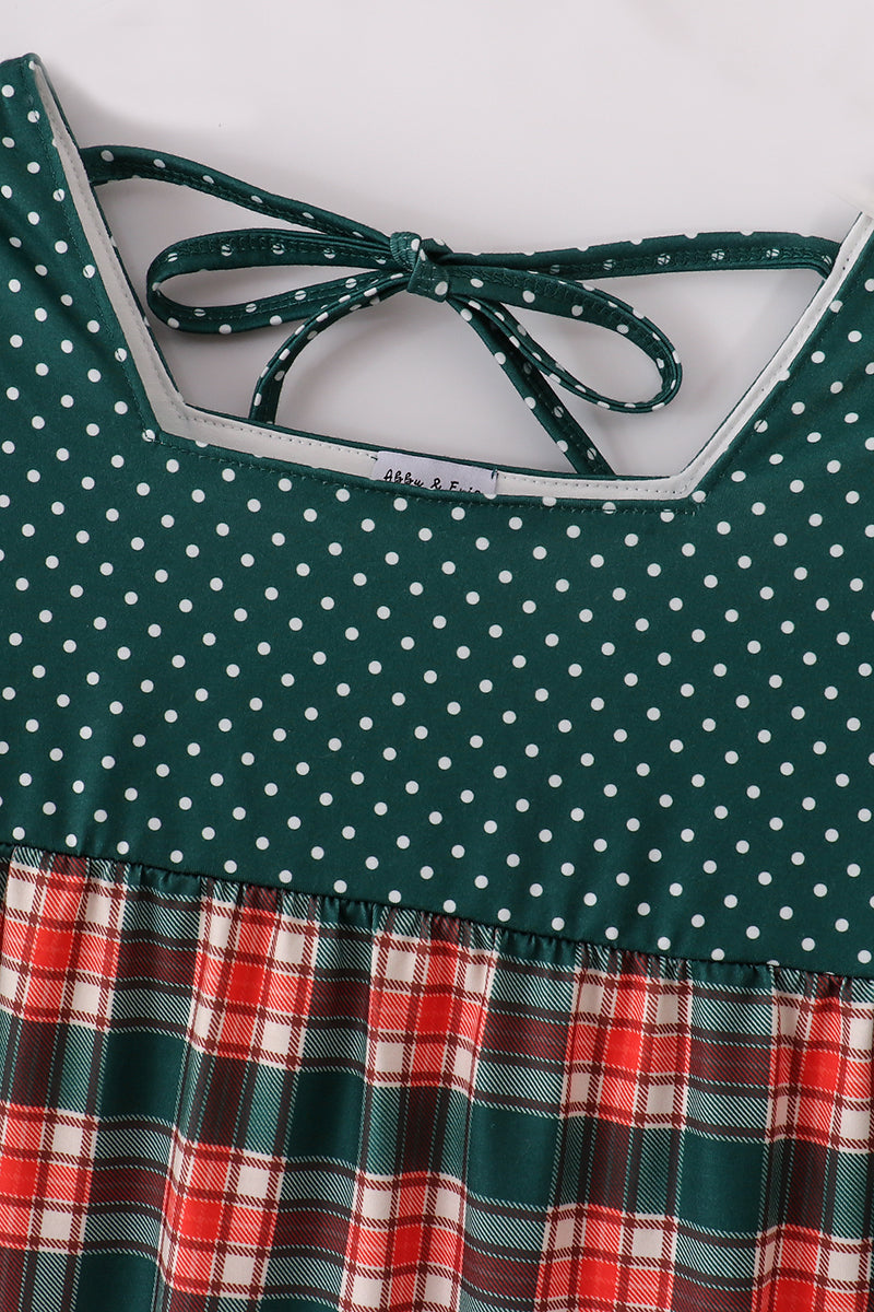 Forest merry christmas plaid mom&me dress - Aaria Tees Aaria Tees