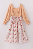 Khaki christmas tree applique women dress - Aaria Tees Aaria Tees