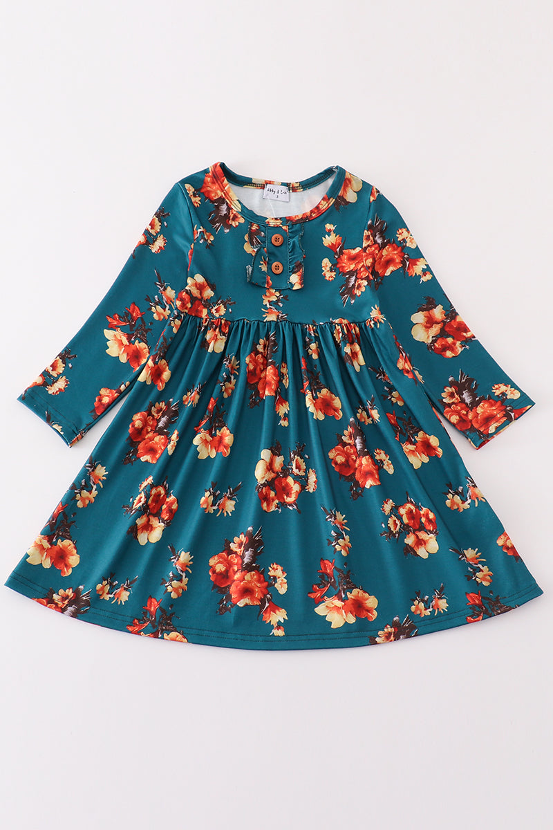 Green floral print mom&me dress - Aaria Tees Aaria Tees