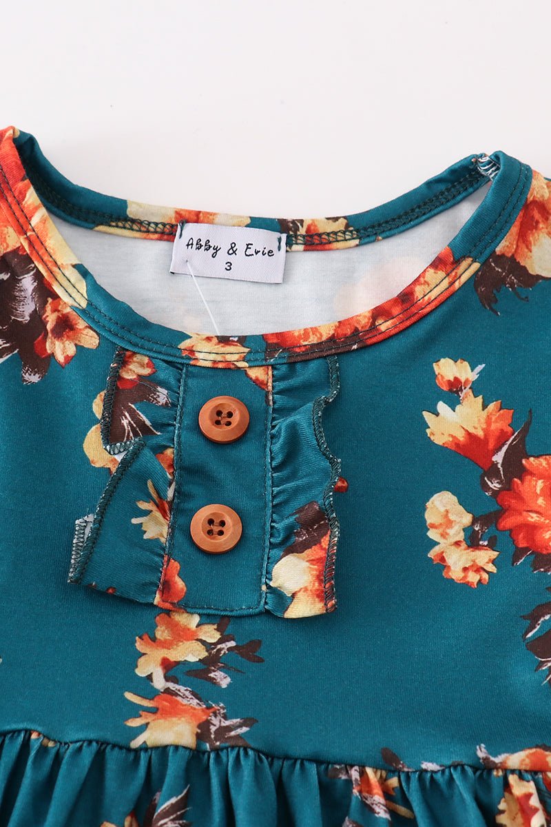 Green floral print mom&me dress - Aaria Tees Aaria Tees