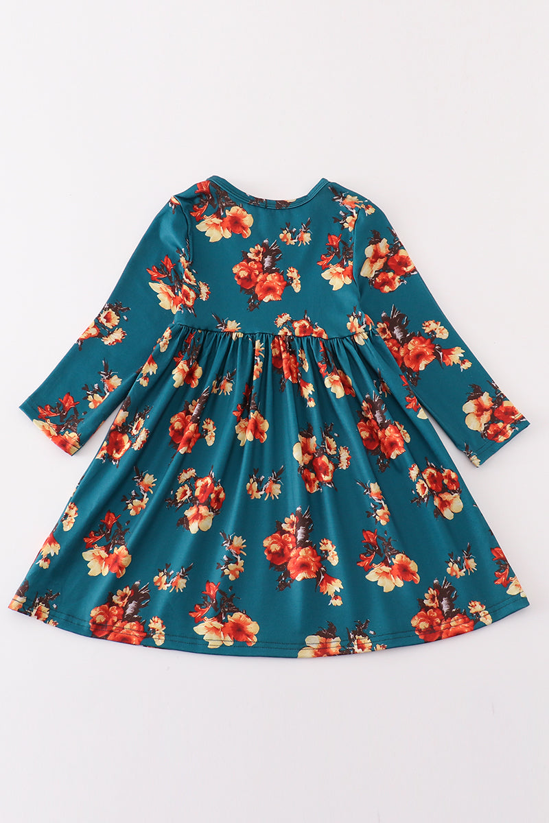 Green floral print mom&me dress - Aaria Tees Aaria Tees