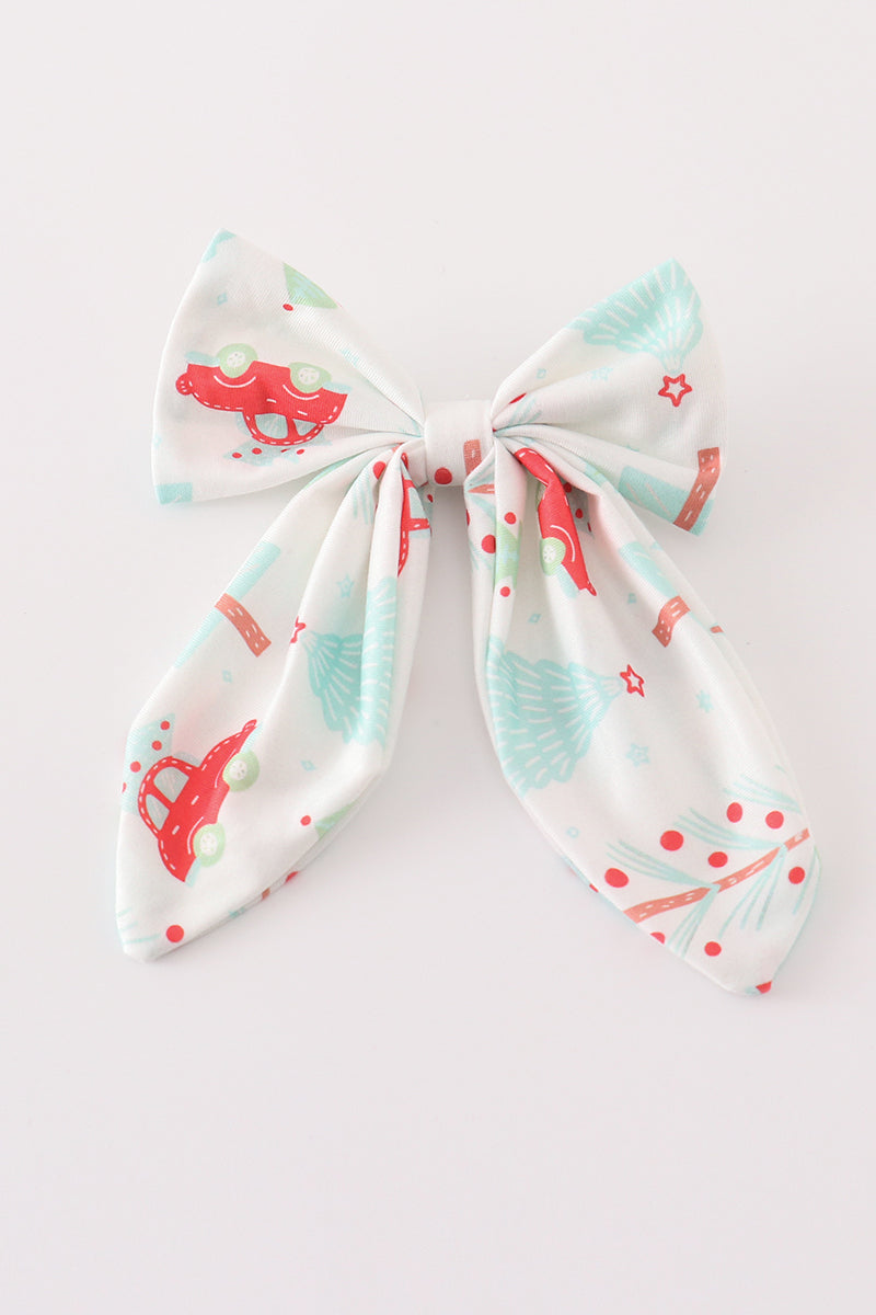 Christmas tree car print hair sailor bow - Aaria Tees