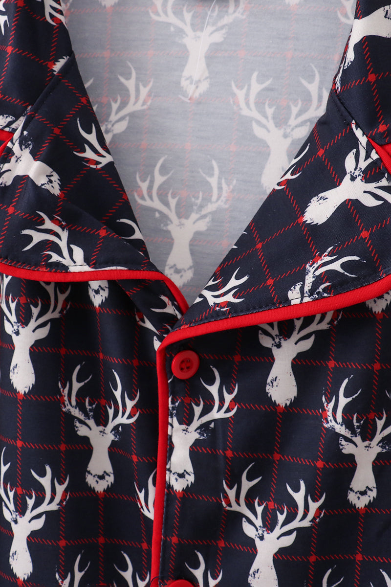 Navy deer print mom gown - Aaria Tees Aaria Tees