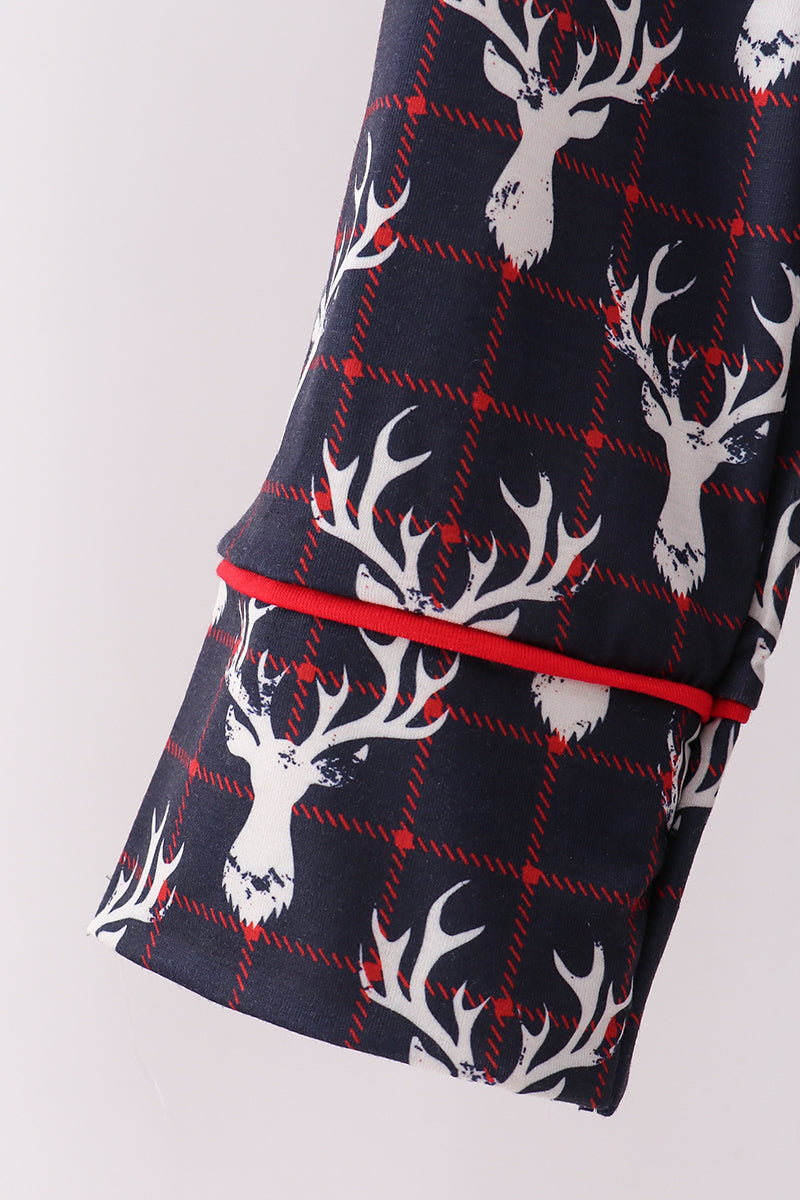 Navy deer print mom gown - Aaria Tees Aaria Tees