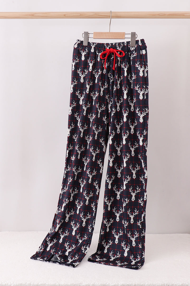 Navy deer print mom pajamas pants - Aaria Tees Aaria Tees