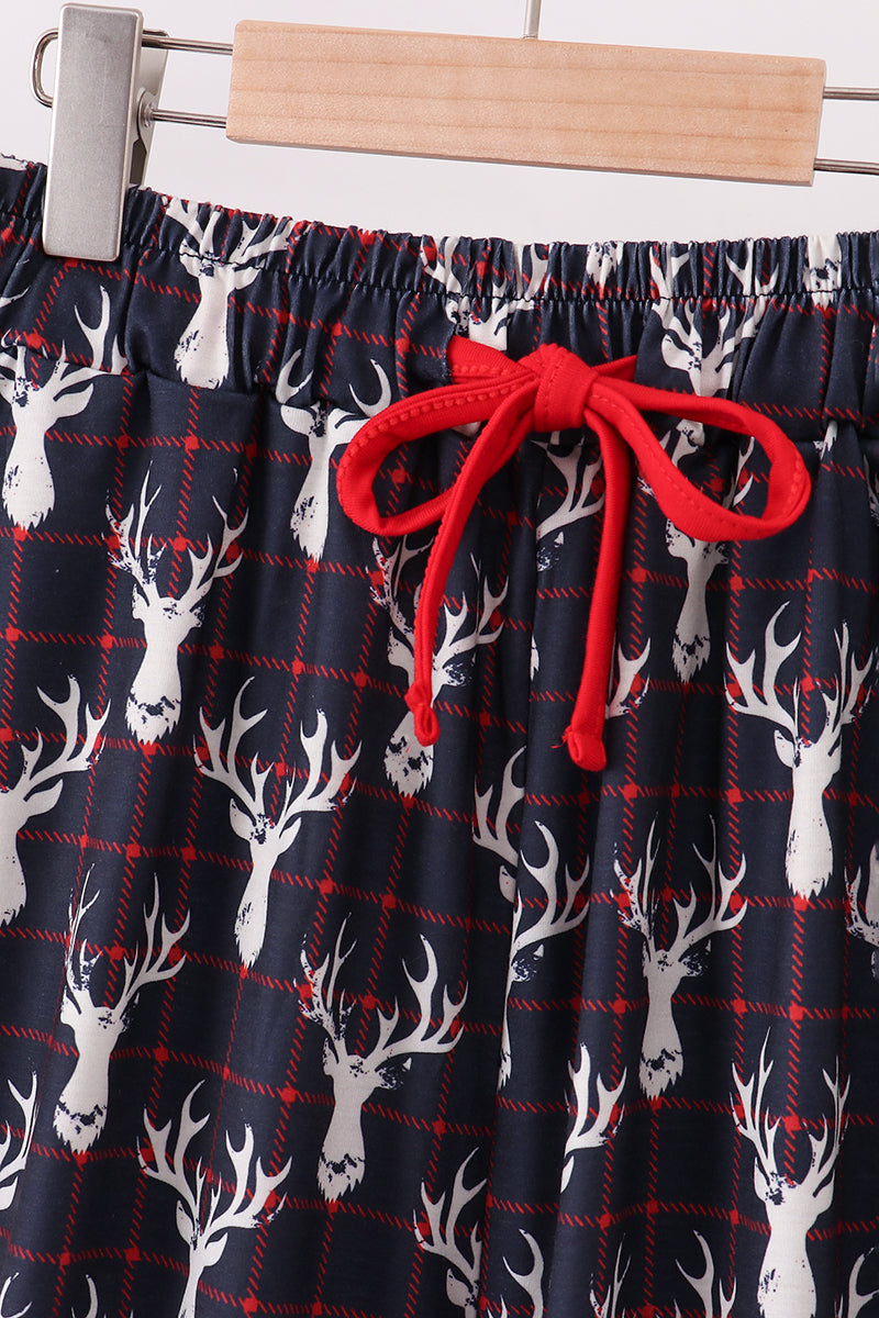 Navy deer print mom pajamas pants - Aaria Tees Aaria Tees